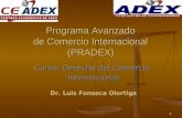 1 Programa Avanzado de Comercio Internacional (PRADEX) Curso: Derecho del Comercio Internacional Dr. Luis Fonseca Olortiga.