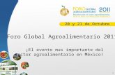 1 Foro Global Agroalimentario 2011 ¡El evento mas importante del sector agroalimentario en México! 20 y 21 de Octubre.