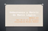Gobernanza y Matriz de Marco Lógico MODULO III Del 10 al 12 de octubre Alejandrina Moreno Romero.