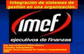Integración de sistemas de gestión en una organización. Ing. Juan Guillermo Millán Illescas Consultor Independiente. Comité Técnico Nacional de Calidad.