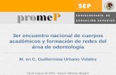 Subsecretaría de Educación Superior promeP 3er encuentro nacional de cuerpos académicos y formación de redes del área de odontología M. en C. Guillermina.
