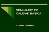 SEMINARIO DE CALIDAD BÁSICA CLAUDIA CARRANCO OBJETIVO GENERAL El alumno contará con los elementos teóricos y conceptuales que le permitan comprender.