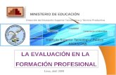 LA EVALUACI“N EN LA FORMACI“N PROFESIONAL Direcci³n de Educaci³n Superior Tecnol³gica y T©cnico Productiva MINISTERIO DE EDUCACI“N Lima, abril 2009