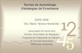 Teorías de Aprendizaje Estrategias de Enseñanza EDPE 4059 Dra. Mariel Nieves Hernández Universidad de Puerto Rico Recinto Universitario de Mayagüez Programa.