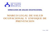 MARCO LEGAL DE SALUD OCUPACIONAL Y ENFOQUE DE PREVENCION DIRECCION DE SALUD OCUPACIONAL Lima, 2008.