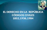 El derecho en la  república Peruana códigos civiles 1852,1936,1984