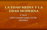 LA EDAD MEDIA Y LA EDAD MODERNA 5º Nivel CEIP Laureado Capitán Trevilla ADAMUZ.