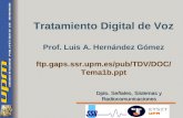 Tratamiento Digital de Voz Prof. Luis A. Hernández Gómez ftp.gaps.ssr.upm.es/pub/TDV/DOC/ Tema1b.ppt Dpto. Señales, Sistemas y Radiocomunicaciones.