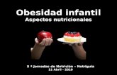Obesidad infantil Aspectos nutricionales 5 ª Jornadas de Nutrición – Nutriguía 21 Abril - 2010.
