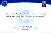 ¿Es posible el acceso a los mercados externos para las pymes uruguayas? Ec. Jorge PAOLINO Cámara de Industrias del Uruguay 16/08/2010.