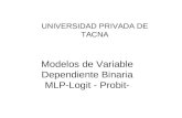 Modelos de Variable Dependiente Binaria MLP-Logit - Probit- UNIVERSIDAD PRIVADA DE TACNA.