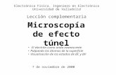 Microscopía de efecto túnel Electrónica Física. Ingeniero en Electrónica Universidad de Valladolid Lección complementaria El electrón como onda evanescente.