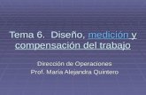 Tema 6. Diseño, medición y compensación del trabajo medición Dirección de Operaciones Prof. María Alejandra Quintero.