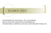ECAES 2007 UNIVERSIDAD NACIONAL DE COLOMBIA FACULTAD DE CIENCIAS ECONÓMICAS PROGRAMA CURRICULAR DE CONTADURÍA PÚBLICA.