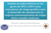 Análisis de polimorfismos en los genes de OPG y LRP5 como marcadores de riesgo genético para el desarrollo de osteoporosis en mujeres posmenopáusicas de.