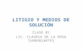 LITIGIO Y MEDIOS DE SOLUCIÓN CLASE 01 LIC. CLAUDIA DE LA ROSA TURRUBIARTES.