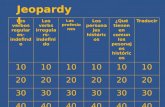Jeopardy! Los verbos regulares- indefindo Los verbs irregulars- indefinido Las profesiones Los personajes históricos ¿Qué tienen en comun los pesonajes
