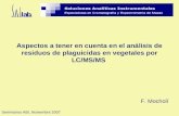 F. Mocholí Seminarios ABI, Noviembre 2007 Aspectos a tener en cuenta en el análisis de residuos de plaguicidas en vegetales por LC/MS/MS.
