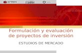Formulación y evaluación de proyectos de inversión ESTUDIOS DE MERCADO.