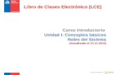 Curso Introductorio Unidad I: Conceptos básicos Roles del Sistema (Actualizado el 21-11-2013) Curso creado por : Libro de Clases Electrónico (LCE)