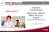 De la necesidad a … … la solución RTE Network 10/2011 FaxBox Corporate Solucion FAX & SMS de tipo SaaS (una aplicación de Cloud Computing)