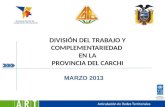 DIVISIÓN DEL TRABAJO Y COMPLEMENTARIEDAD EN LA PROVINCIA DEL CARCHI MARZO 2013.