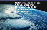 Relatoría de la Mesa “Agua Derecho Humano” de la IV Cumbre Indígena Continental.