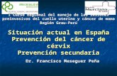 I Curso Regional del manejo de las lesiones preinvasivas del cuello uterino y cáncer de mama Región Grau-Perú Situación actual en España Prevención del.