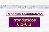 1 Modelos Cuantitativos Pronósticos 6.1-6.3. PRONÓSTICO Predicción de lo que ocurrirá sobre la base de: 1. Identificación de tendencias a futuro sobre.