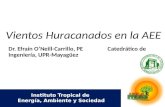 Vientos Huracanados en la AEE Dr. Efraín O’Neill-Carrillo, PE Dr. Efraín O’Neill-Carrillo, PE Catedrático de Ingeniería, UPR-Mayagüez Instituto Tropical.
