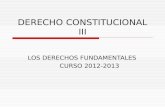 DERECHO CONSTITUCIONAL III LOS DERECHOS FUNDAMENTALES CURSO 2012-2013.