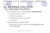 PROFESOR DR. ANTONIO DOMINGUEZ VILA1 TEMAS 1 Y 2 DERECHO, ESTADO Y O.J. EL SISTEMA POLITICO EL SISTEMA POLITICO:  POLISEMIA DEL TERMINO “DERECHO” Ordenamiento.