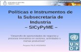 Políticas e Instrumentos de la Subsecretaría de Industria – SICyPyME – “Desarrollo de oportunidades de negocios y procesos innovativos en sectores, actividades.