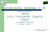 SECRETARÍA GENERAL Y DE GOBIERNO 2010 Luis Fernando Zapata López Secretario “ Angelópolis, Compromiso de Todos y Todas ” Angelópoplis, "Compromiso de Todos.