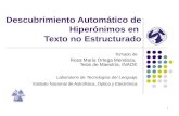 1 Descubrimiento Automático de Hiperónimos en Texto no Estructurado Tomado de Rosa María Ortega Mendoza, Tesis de Maestría, INAOE Laboratorio de Tecnologías.