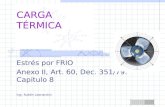 CARGA TÉRMICA Estrés por FRIO Anexo II, Art. 60, Dec. 351/79. Capitulo 8 Ing. Rubén Leonardini.