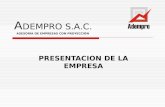 A DEMPRO S.A.C. PRESENTACION DE LA EMPRESA ASESORÍA DE EMPRESAS CON PROYECCIÓN.