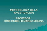 METODOLOGÍA DE LA INVESTIGACIÓN PROFESOR: JOSÉ RUBÉN RAMÍREZ MOLINA.
