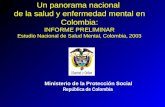 Un panorama nacional de la salud y enfermedad mental en Colombia: INFORME PRELIMINAR Estudio Nacional de Salud Mental, Colombia, 2003 Ministerio de la.