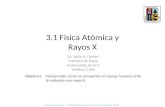3.1 Fisica Atómica y Rayos X Comprender como se comportan el cuerpo humano ante la radiación con rayos X. Objetivos:  – UACH-Fisica Atomaca-y-Rayos-X-Versión.
