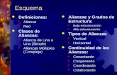 Esquema Definiciones: Alianza Red Clases de Alianzas: Alianza de Una a Una (Simple) Alianzas Múltiples (Compleja) Alianzas y Grados de Estructura: Baja.