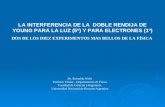 LA INTERFERENCIA DE LA DOBLE RENDIJA DE YOUNG PARA LA LUZ (5º) Y PARA ELECTRONES (1º) DOS DE LOS DIEZ EXPERIMENTOS MAS BELLOS DE LA FÍSICA Dr. Reinaldo.