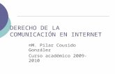 DERECHO DE LA COMUNICACIÓN EN INTERNET ©M. Pilar Cousido González Curso académico 2009-2010.
