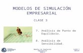 CLASE 3 INF234 Modelos de Simulación Empresarial 2010-2 MODELOS DE SIMULACIÓN EMPRESARIAL CLASE 3 7.Análisis de Punto de Equilibrio. 8.Análisis de Sensibilidad.