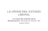 LA CRISIS DEL ESTADO LIBERAL La crisis del sistema de la Restauración: Reinado de Alfonso XIII (1902-1931)
