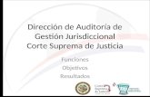 Dirección de Auditoría de Gestión Jurisdiccional Corte Suprema de Justicia Funciones Objetivos Resultados.