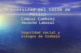 Universidad del Valle de México Campus Cumbres Derecho Laboral Seguridad social y riesgos de trabajo.