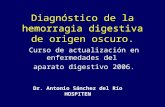 Diagnóstico de la hemorragia digestiva de origen oscuro. Curso de actualización en enfermedades del aparato digestivo 2006. Dr. Antonio Sánchez del Río.