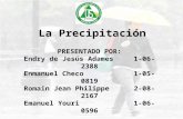 La Precipitación PRESENTADO POR: Endry de Jesús Adames1-06-2388 Enmanuel Checo1-05-0819 Romain Jean Philippe2-08-2167 Emanuel Youri1-06-0596 Santiago de.