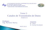 UNIVERSIDAD NACIONAL EXPERIMENTAL POLITÉCNICA ANTONIO JOSÉ DE SUCRE VICE-RECTORADO PUERTO ORDAZ ASIGNATURA: TRANSMISIÓN DE DATOS Tema 2: Canales de Transmisión.